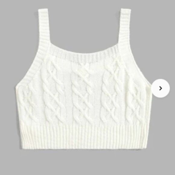 NWT, Shein • Solid Cable Knit Cami Crop Top, Size Medium - Picture 2 of 3